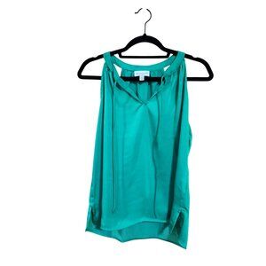 Veronica M Womens Sleeveless Emerald Green Keyhole Top XS Imported Fabric
